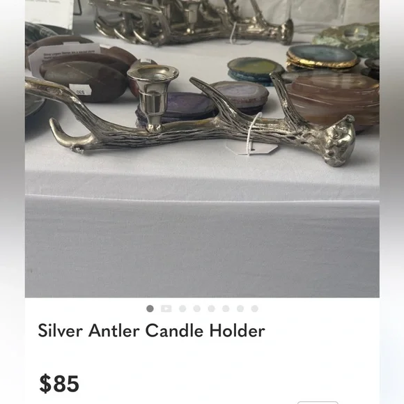 Antler Candle Holder, Silver Aluminum. Holds four candles. - Picture 13 of 16